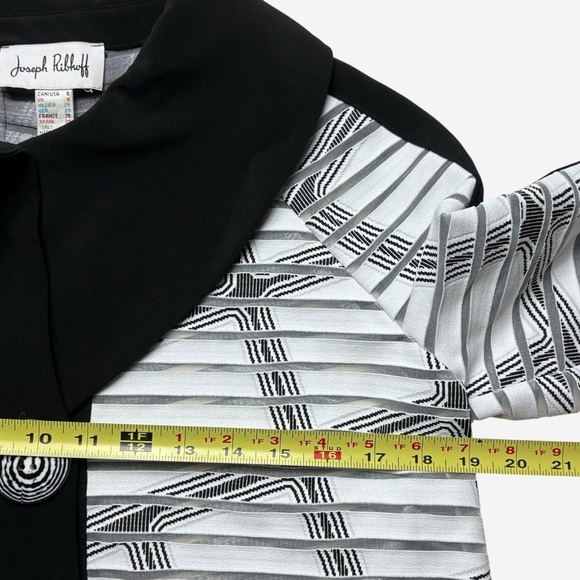 Joseph Ribkoff White Black Blazer Jacket 3/4 Sleeve US Size 6 Style 172897 - Picture 8 of 11